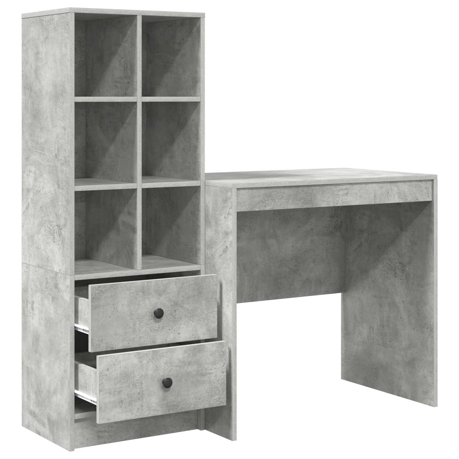 Bureau met lade met plank met opslag 2 pcs Beton Grijs is nu te koop bij PeponiXL, paradijselijk wonen!