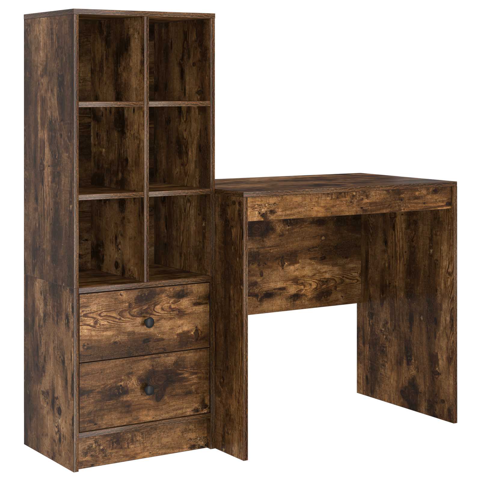 Bureau met lade met plank met opslag 2 pcs Gerookt eiken is nu te koop bij PeponiXL, paradijselijk wonen!