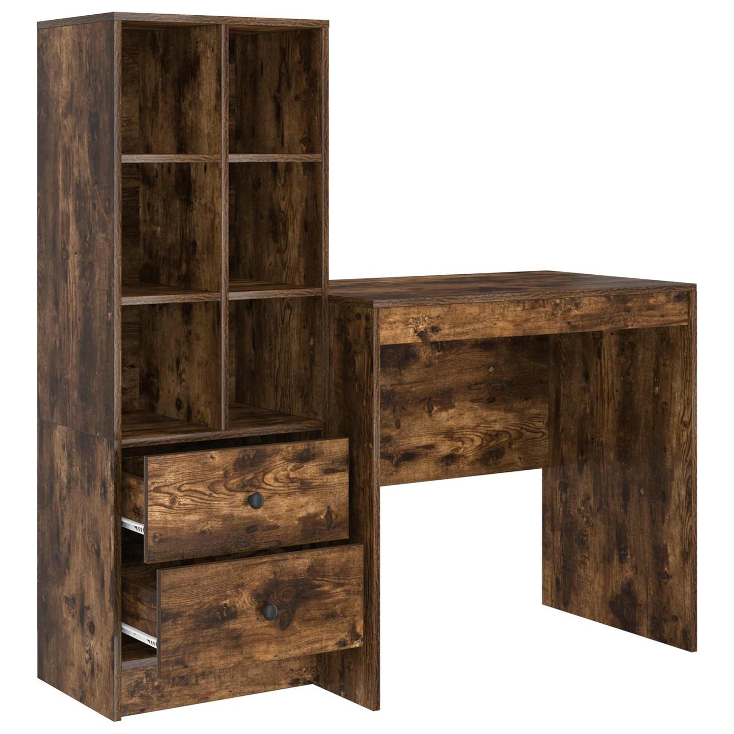 Bureau met lade met plank met opslag 2 pcs Gerookt eiken is nu te koop bij PeponiXL, paradijselijk wonen!