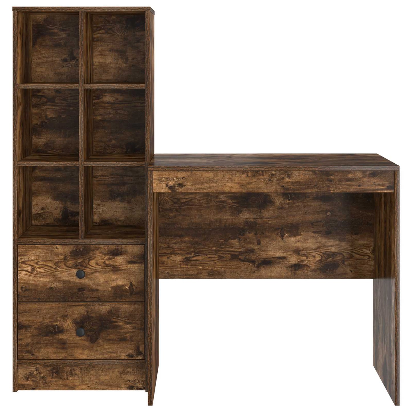 Bureau met lade met plank met opslag 2 pcs Gerookt eiken is nu te koop bij PeponiXL, paradijselijk wonen!