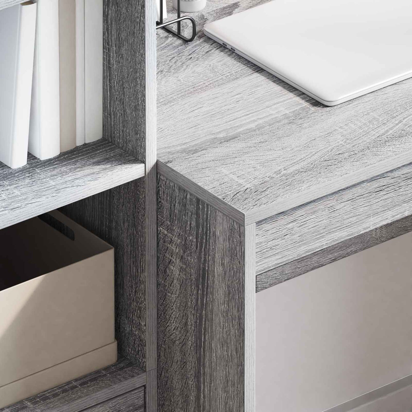 Bureau met lade met plank met opslag 2 pcs Grijs Sonoma is nu te koop bij PeponiXL, paradijselijk wonen!