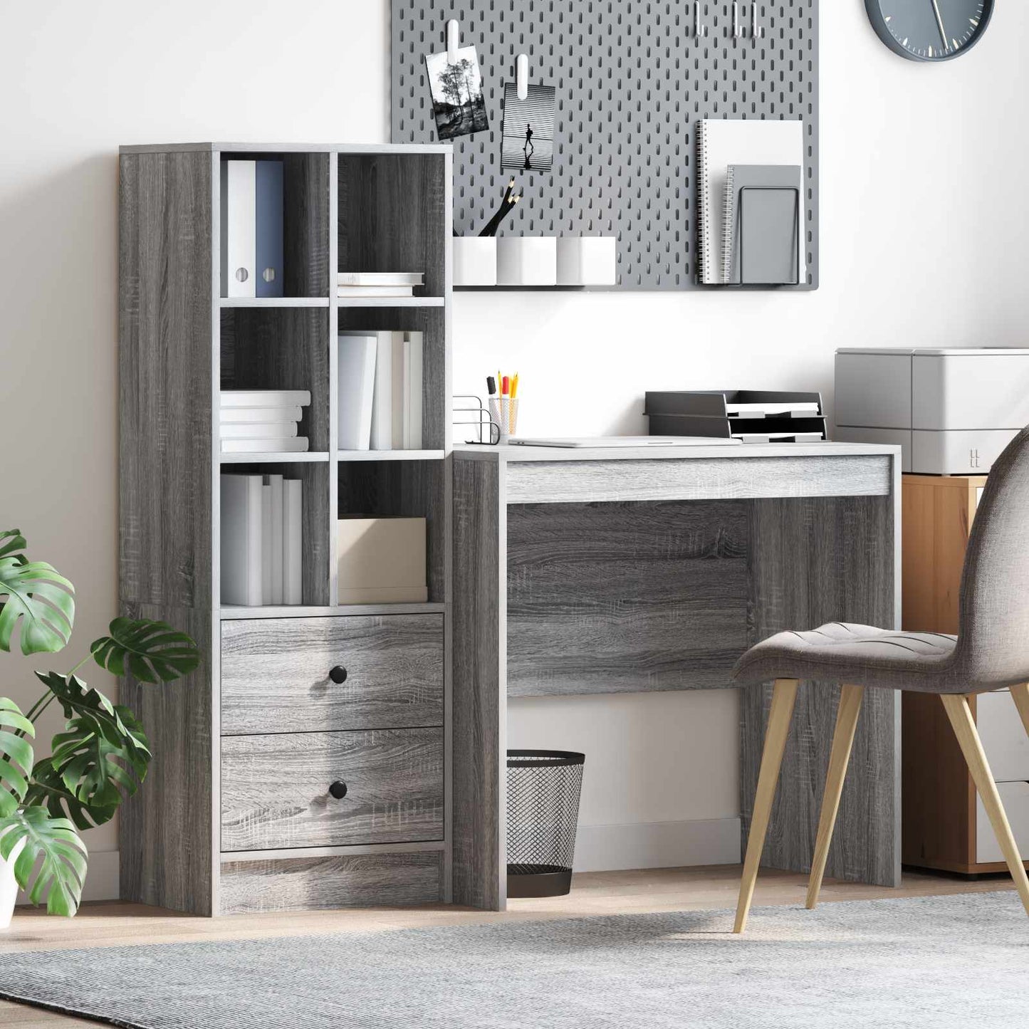 Bureau met lade met plank met opslag 2 pcs Grijs Sonoma is nu te koop bij PeponiXL, paradijselijk wonen!