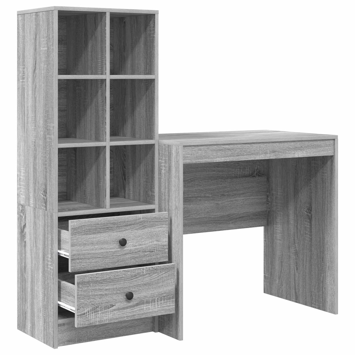 Bureau met lade met plank met opslag 2 pcs Grijs Sonoma is nu te koop bij PeponiXL, paradijselijk wonen!