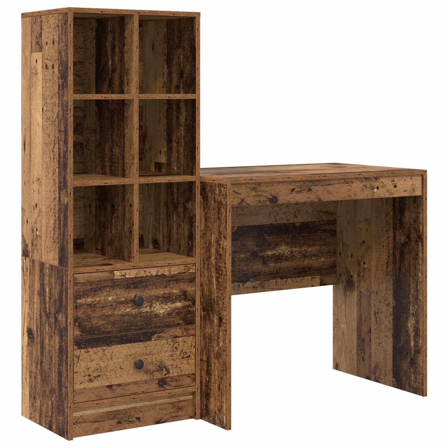 Bureau met lade met plank met opslag 2 pcs Oudhout is nu te koop bij PeponiXL, paradijselijk wonen!