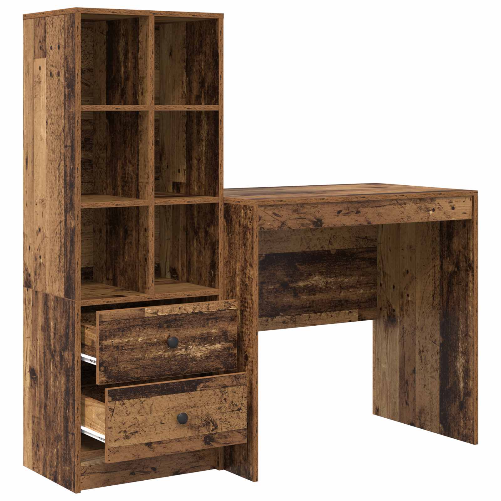 Bureau met lade met plank met opslag 2 pcs Oudhout is nu te koop bij PeponiXL, paradijselijk wonen!