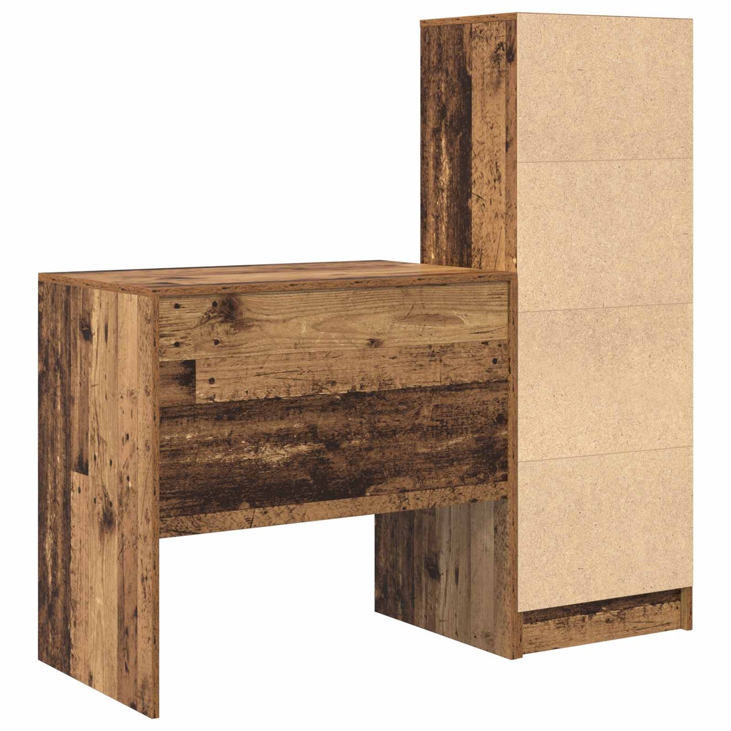 Bureau met lade met plank met opslag 2 pcs Oudhout is nu te koop bij PeponiXL, paradijselijk wonen!
