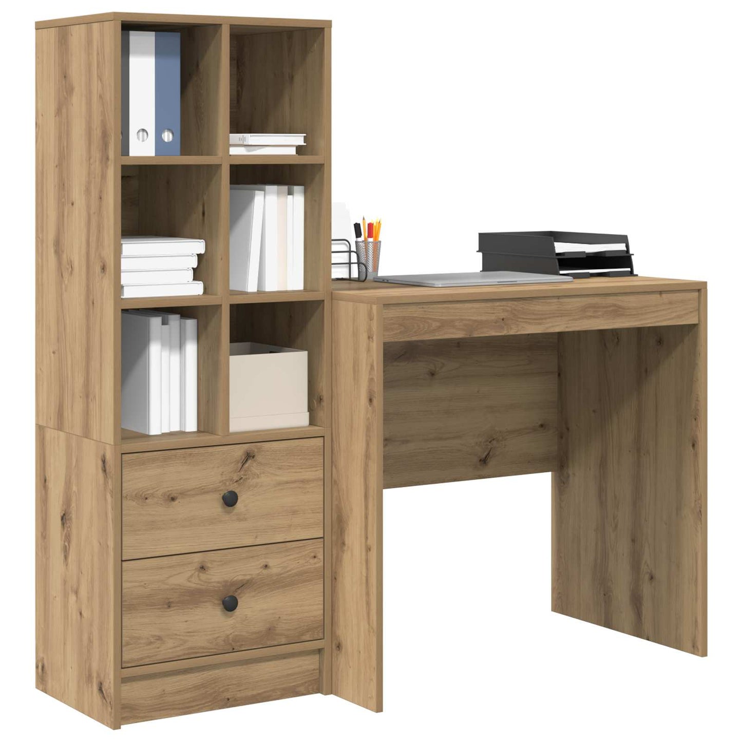 Bureau met lade met plank met opslag 2 pcs Artisan Eiken is nu te koop bij PeponiXL, paradijselijk wonen!
