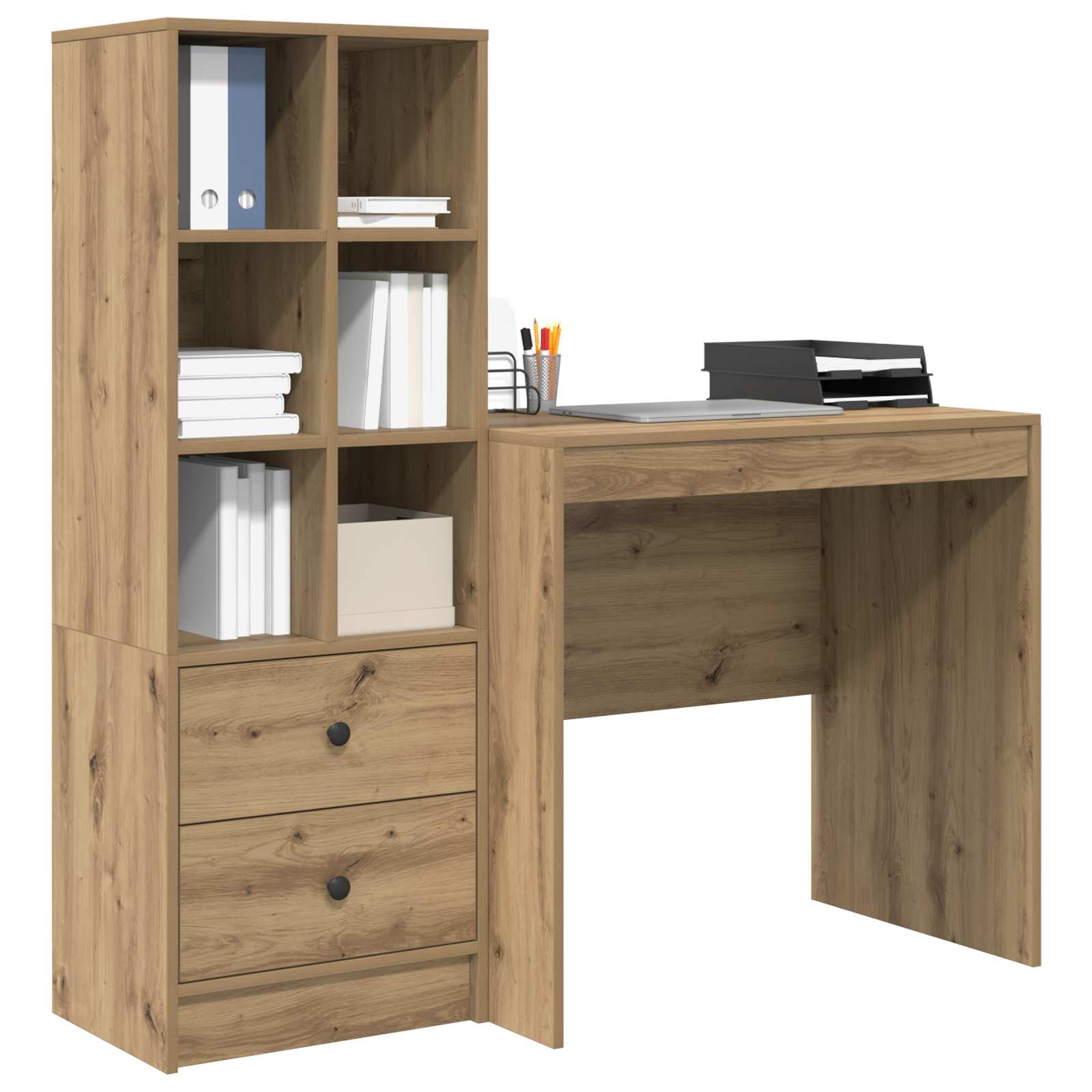 Bureau met lade met plank met opslag 2 pcs Artisan Eiken is nu te koop bij PeponiXL, paradijselijk wonen!