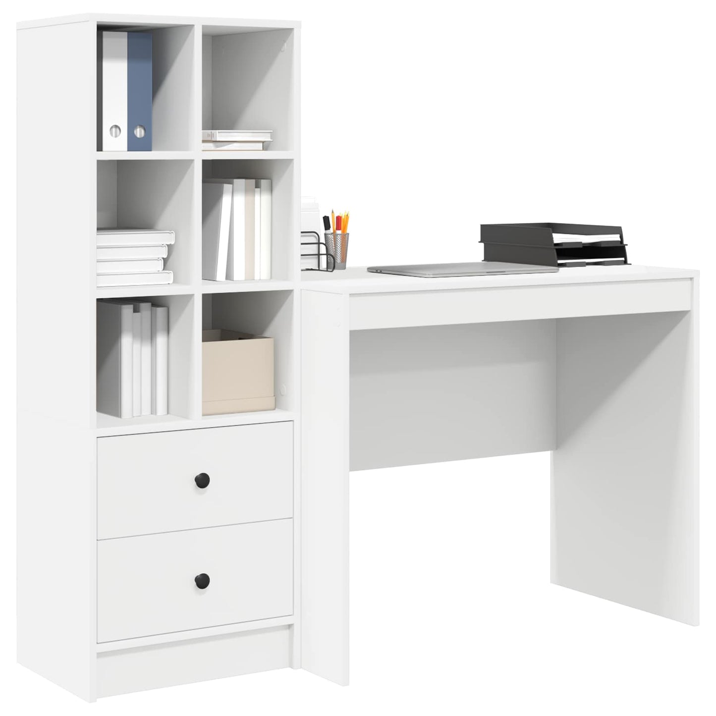 Bureau met lade met plank met opslag 2 pcs Wit is nu te koop bij PeponiXL, paradijselijk wonen!