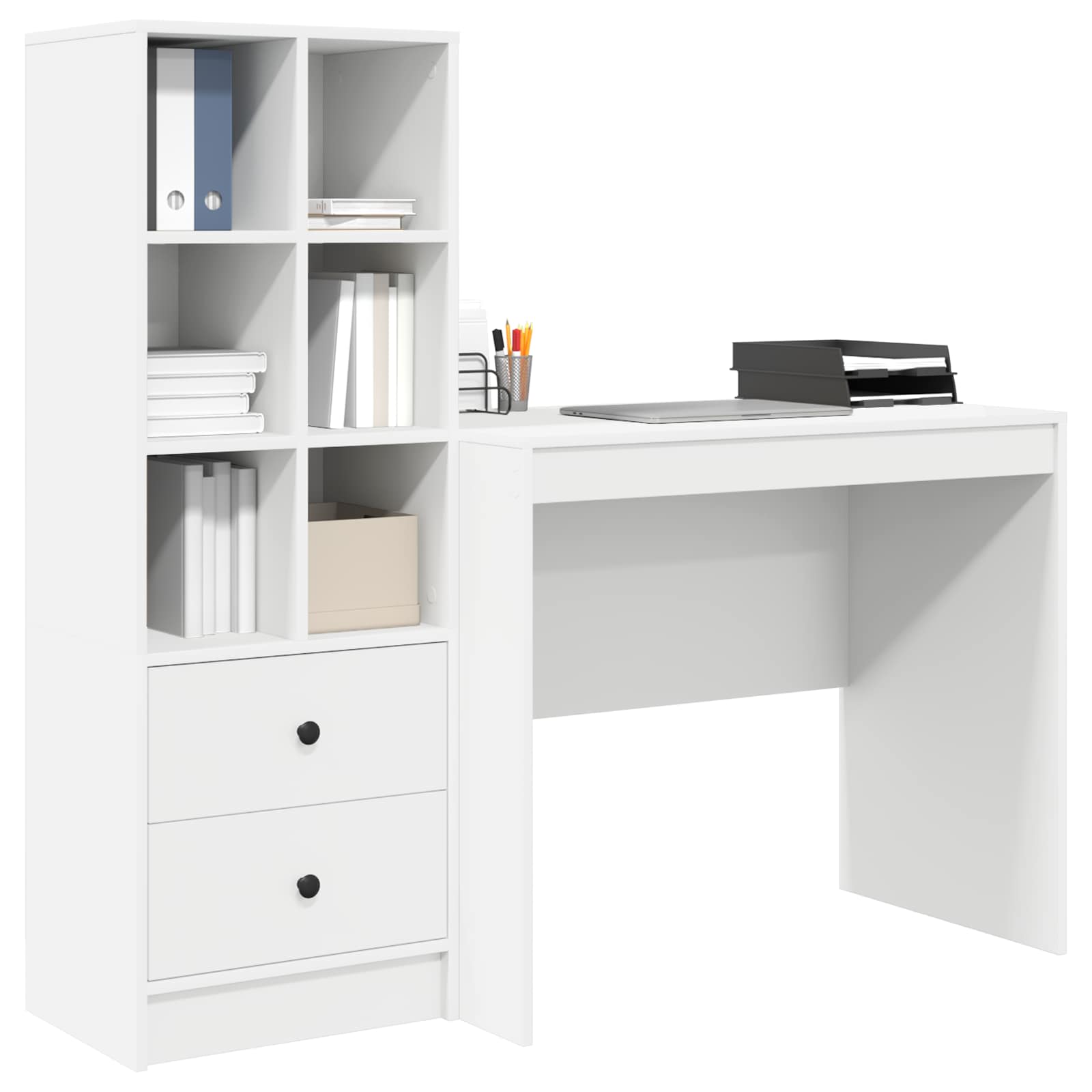 Bureau met lade met plank met opslag 2 pcs Wit is nu te koop bij PeponiXL, paradijselijk wonen!
