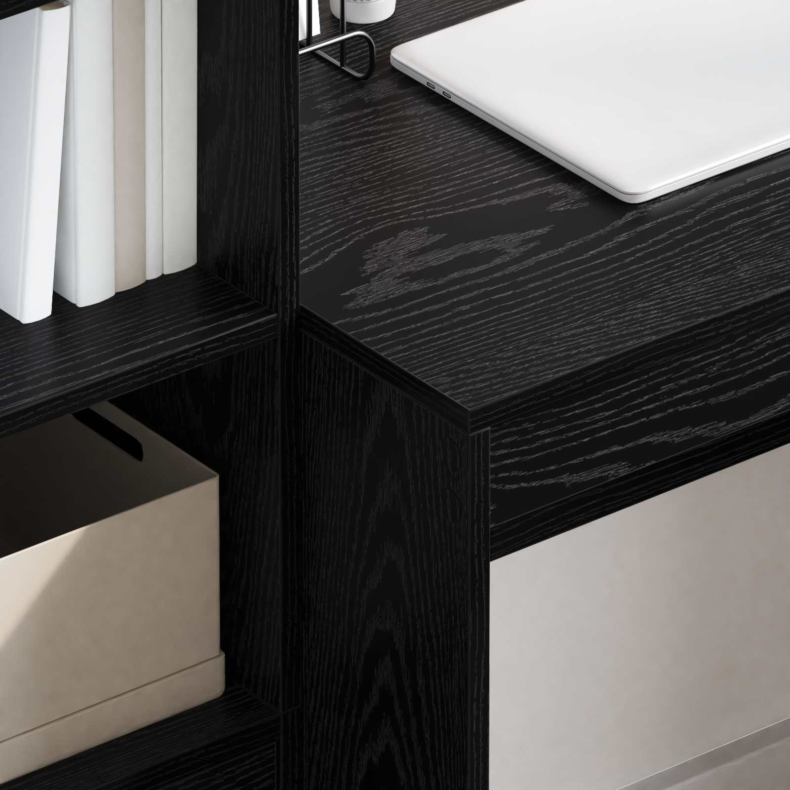 Bureau met lade met plank met opslag 2 pcs Zwart Eiken is nu te koop bij PeponiXL, paradijselijk wonen!