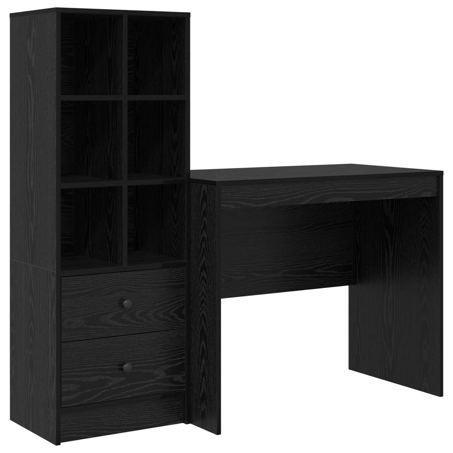 Bureau met lade met plank met opslag 2 pcs Zwart Eiken is nu te koop bij PeponiXL, paradijselijk wonen!