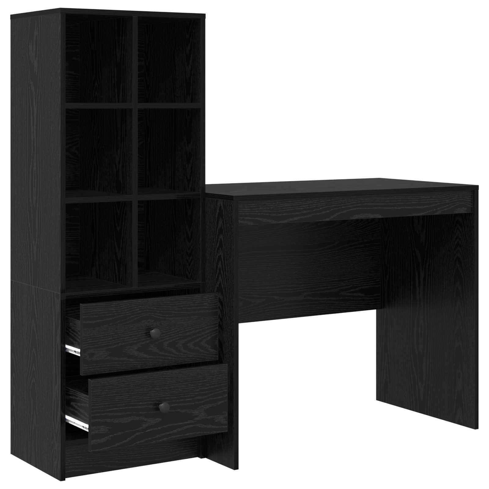 Bureau met lade met plank met opslag 2 pcs Zwart Eiken is nu te koop bij PeponiXL, paradijselijk wonen!