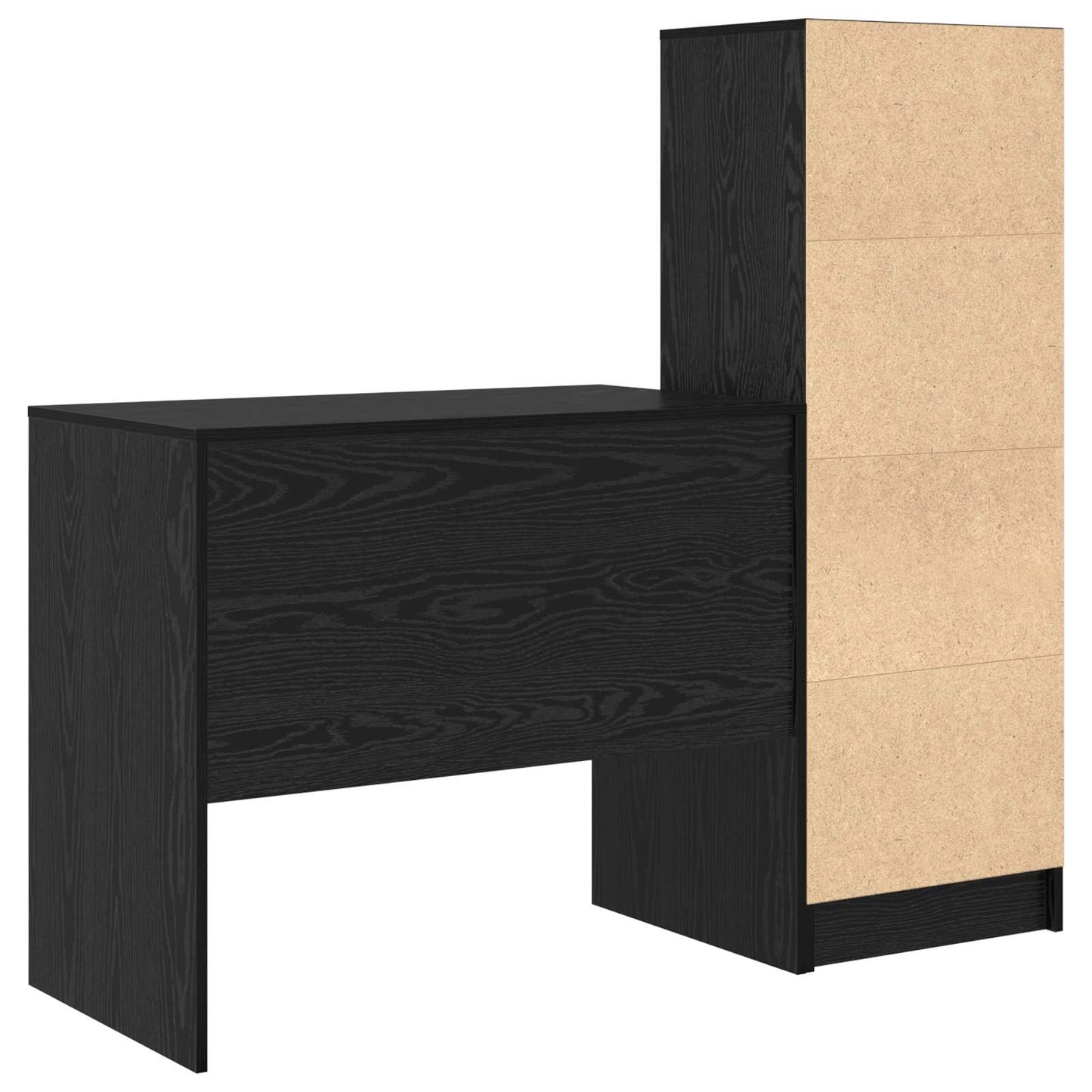 Bureau met lade met plank met opslag 2 pcs Zwart Eiken is nu te koop bij PeponiXL, paradijselijk wonen!