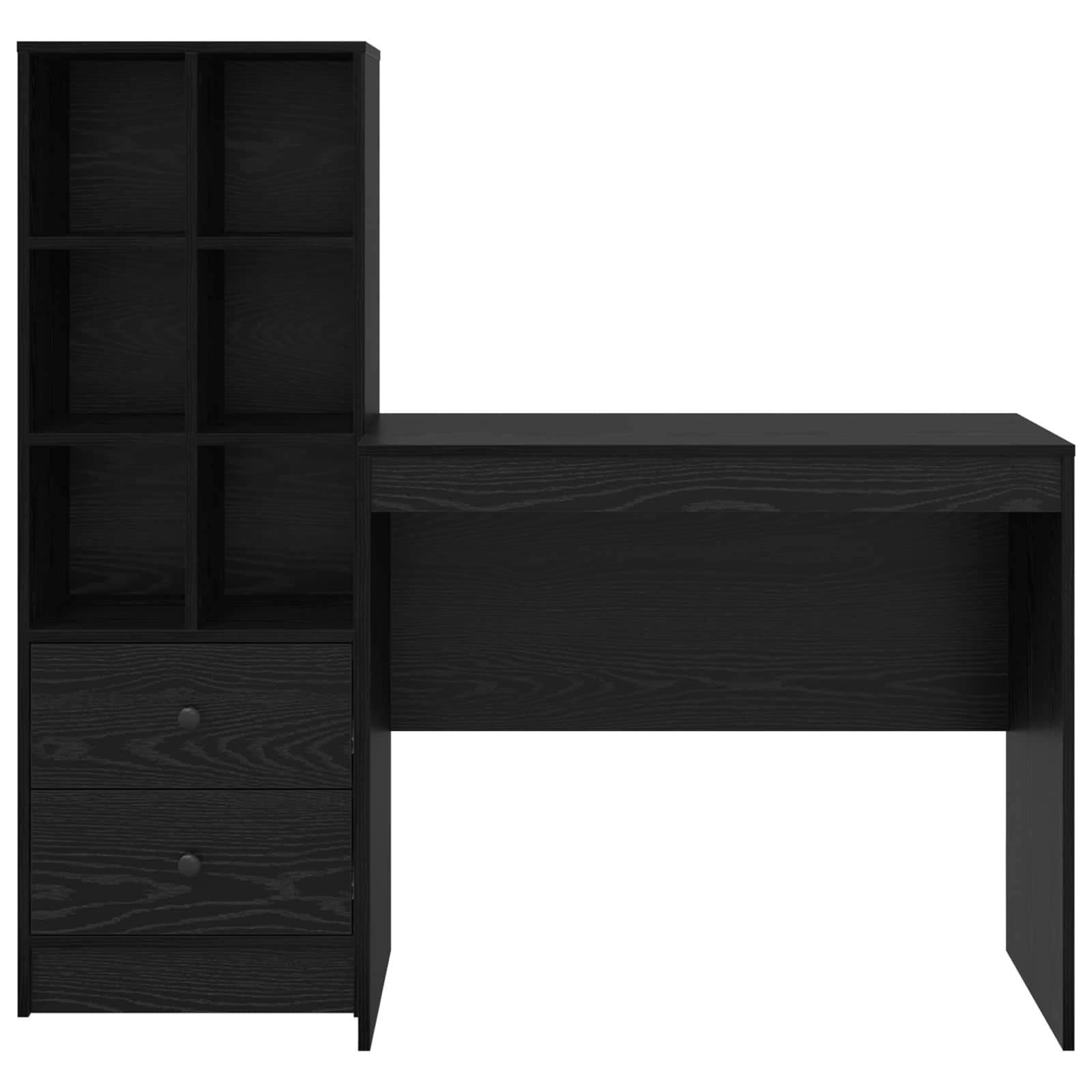 Bureau met lade met plank met opslag 2 pcs Zwart Eiken is nu te koop bij PeponiXL, paradijselijk wonen!