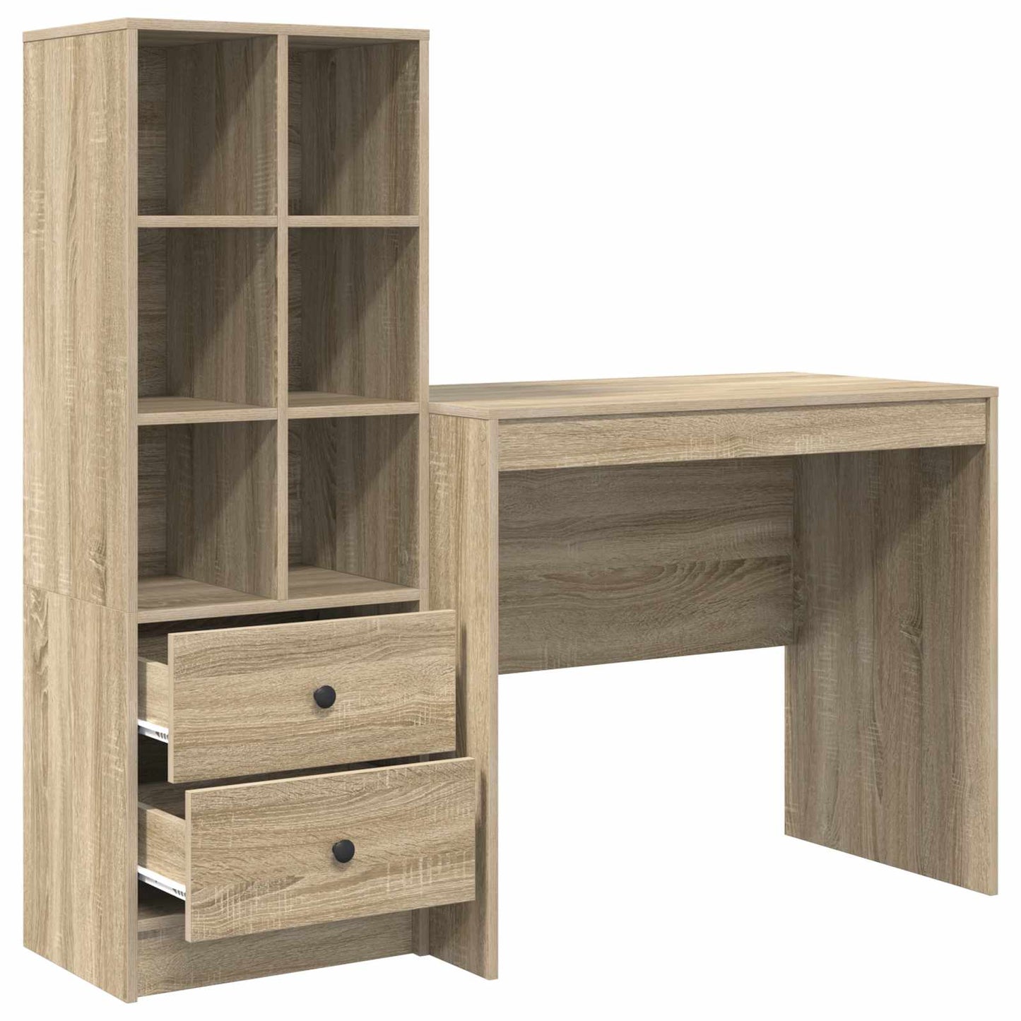 Bureau met lade met plank met opslag 2 pcs Sonoma Eiken is nu te koop bij PeponiXL, paradijselijk wonen!