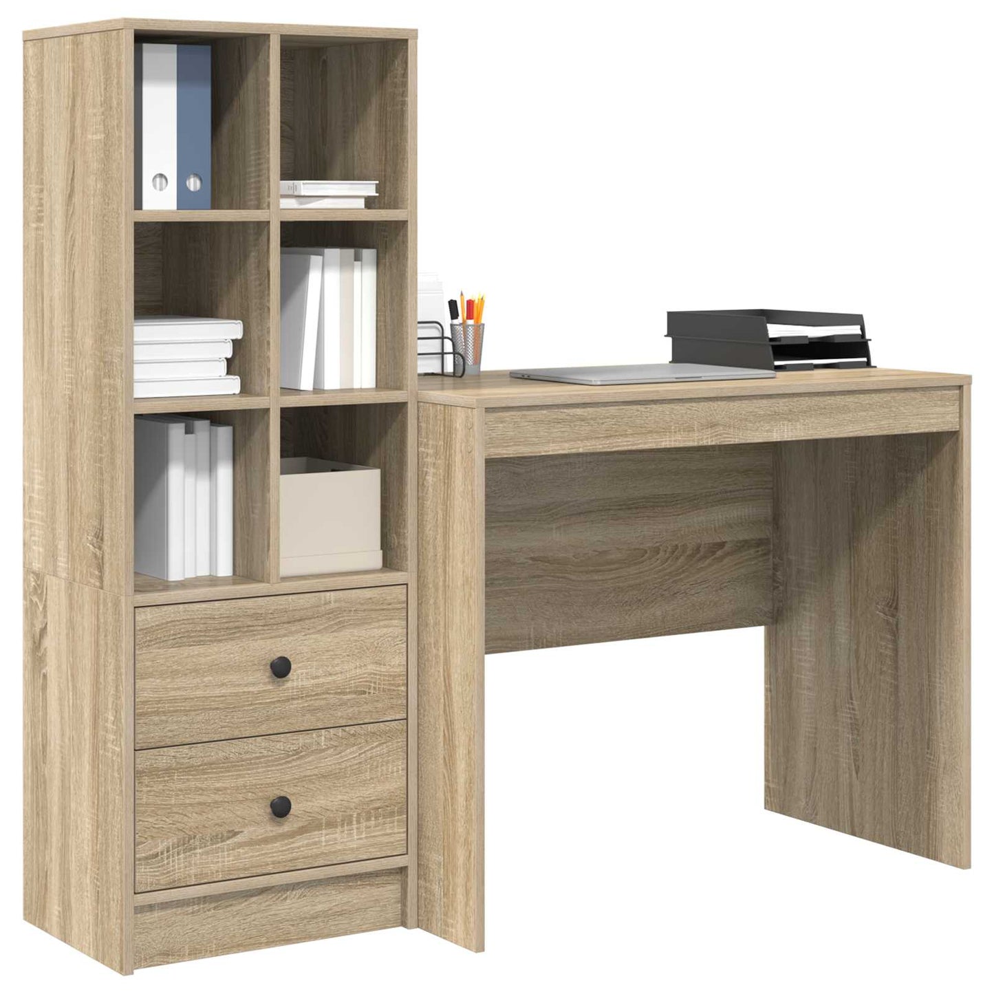 Bureau met lade met plank met opslag 2 pcs Sonoma Eiken is nu te koop bij PeponiXL, paradijselijk wonen!