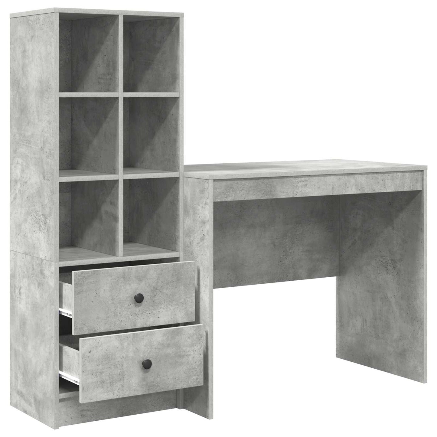 Bureau met lade met plank met opslag 2 pcs Beton Grijs is nu te koop bij PeponiXL, paradijselijk wonen!