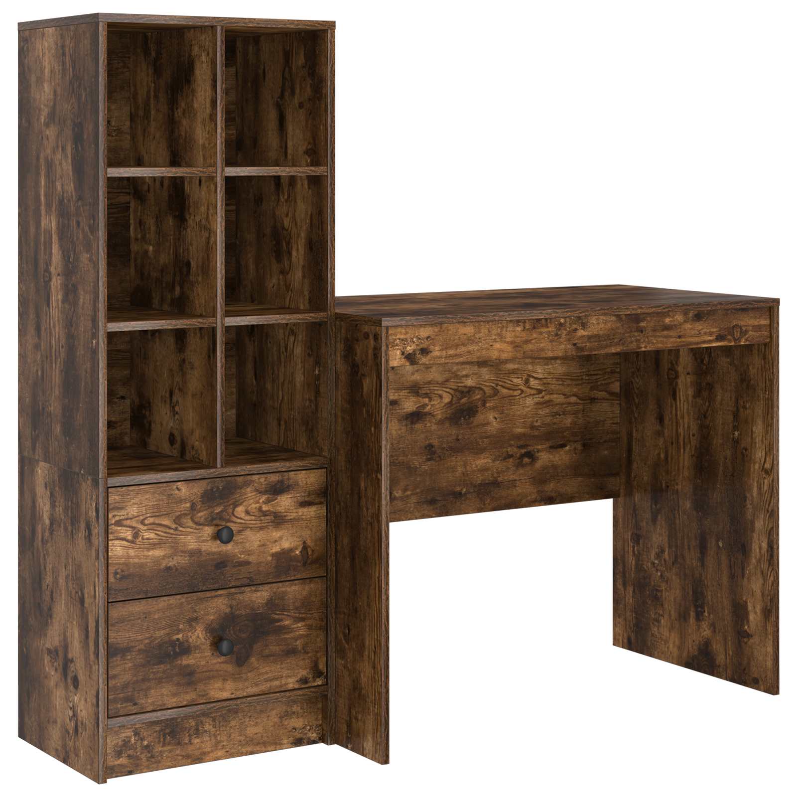 Bureau met lade met plank met opslag 2 pcs Gerookt eiken is nu te koop bij PeponiXL, paradijselijk wonen!