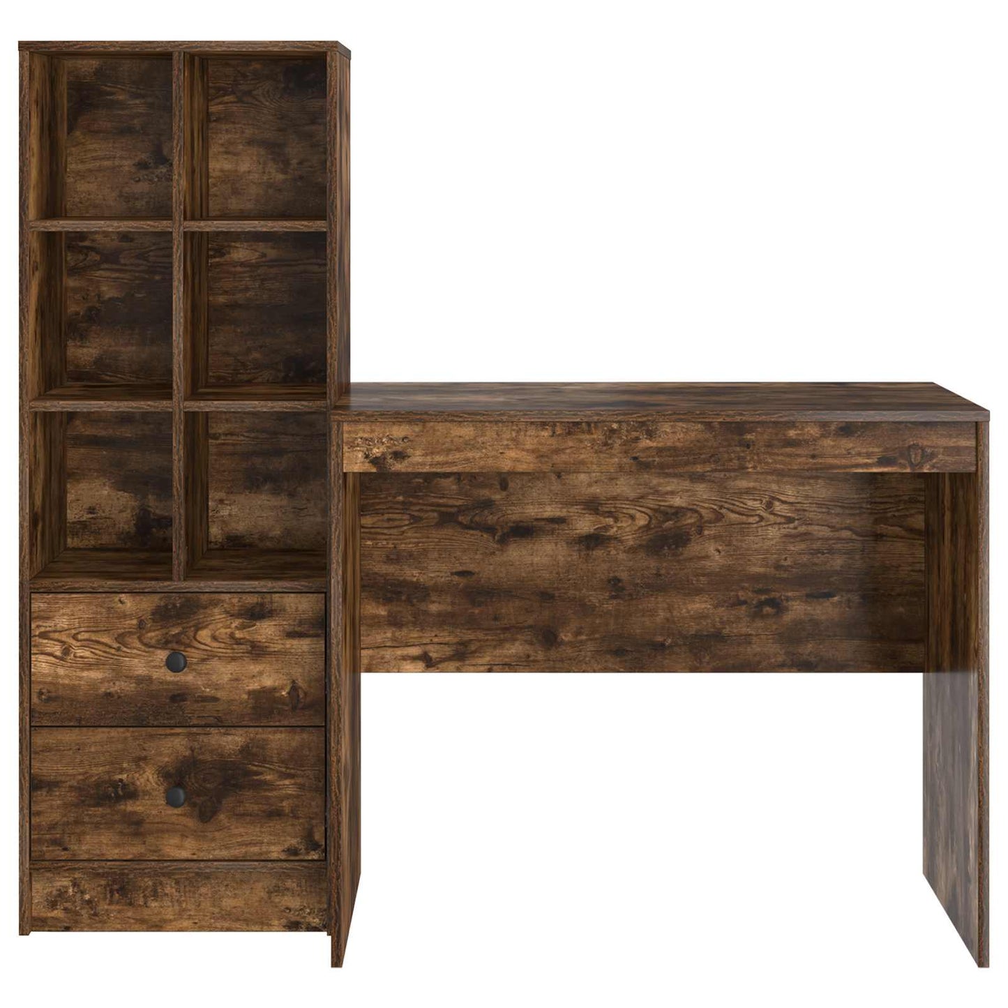 Bureau met lade met plank met opslag 2 pcs Gerookt eiken is nu te koop bij PeponiXL, paradijselijk wonen!