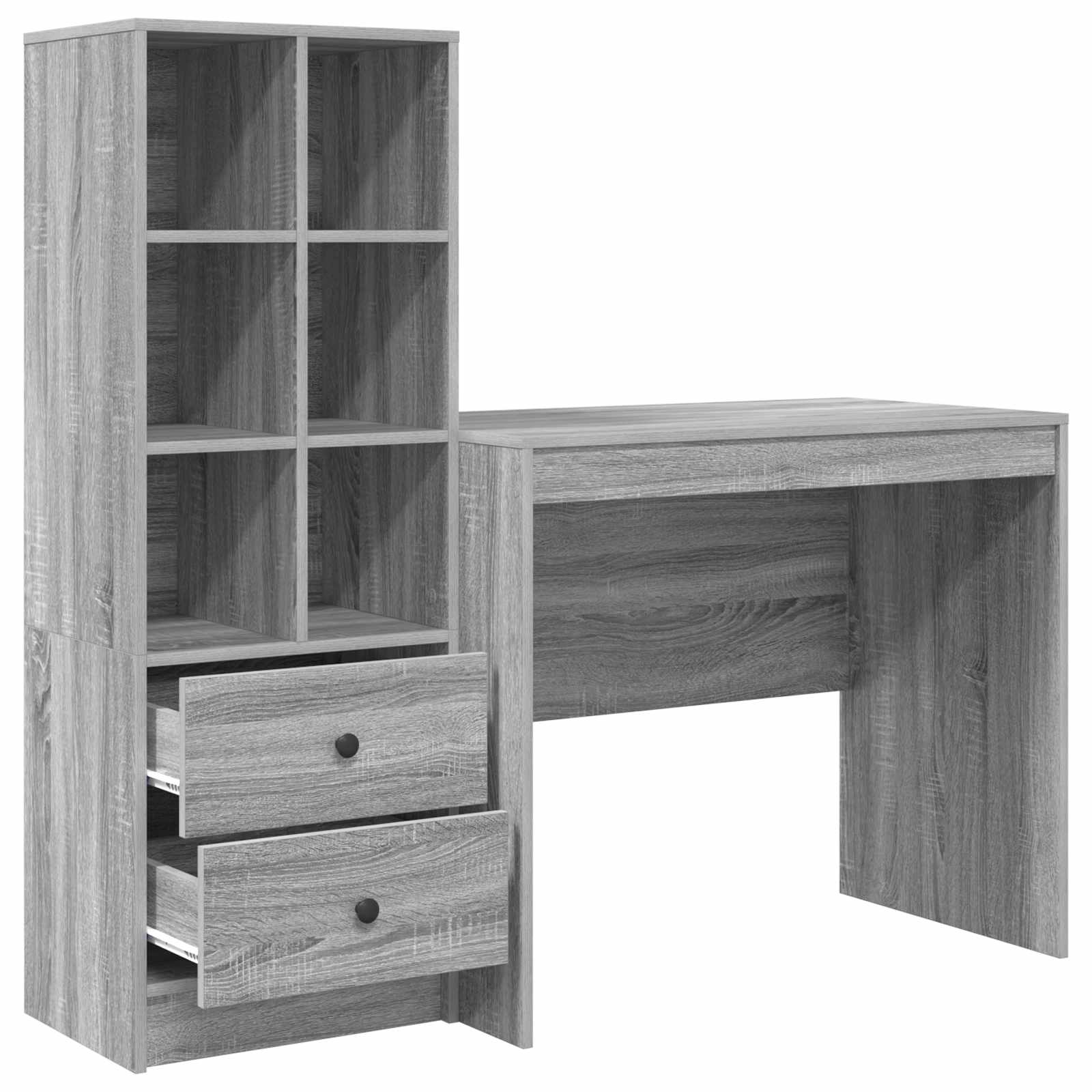 Bureau met lade met plank met opslag 2 pcs Grijs Sonoma is nu te koop bij PeponiXL, paradijselijk wonen!