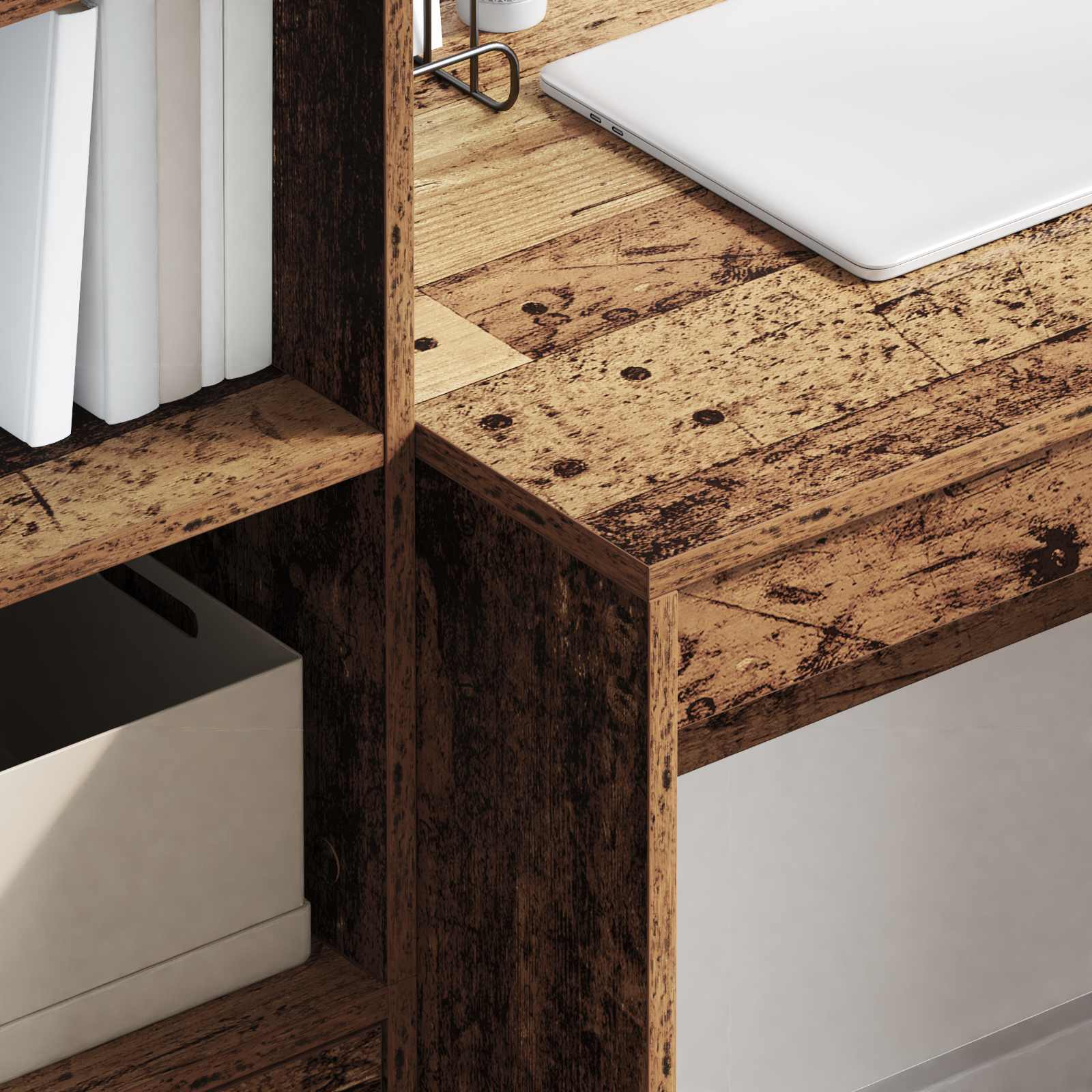 Bureau met lade met plank met opslag 2 pcs Oudhout is nu te koop bij PeponiXL, paradijselijk wonen!