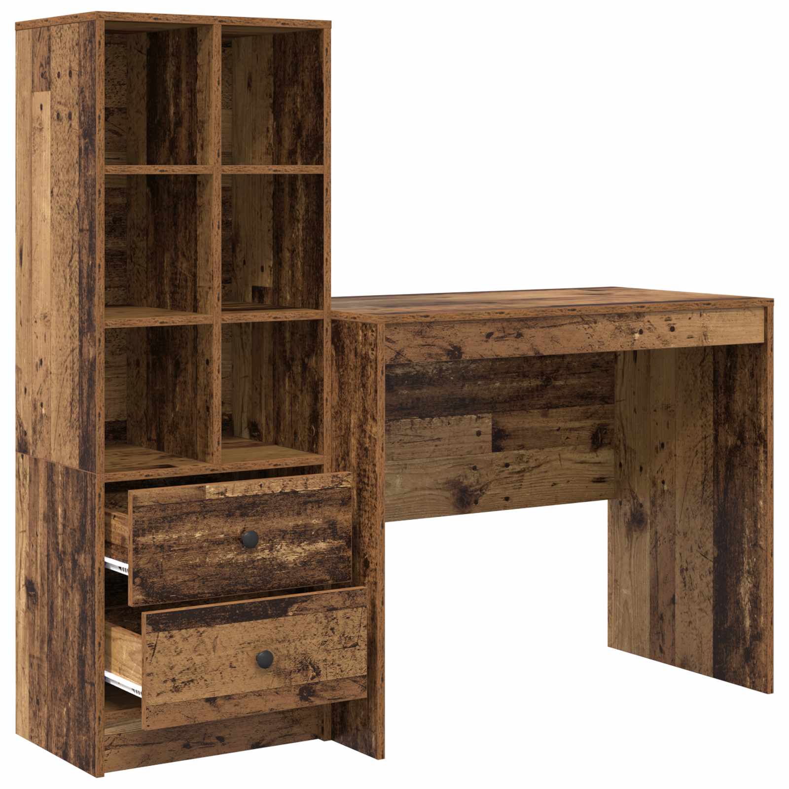 Bureau met lade met plank met opslag 2 pcs Oudhout is nu te koop bij PeponiXL, paradijselijk wonen!