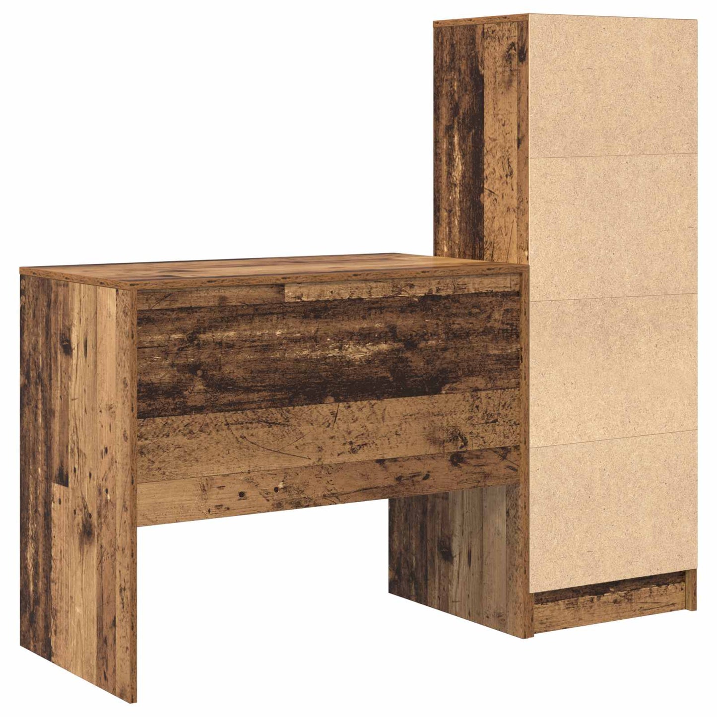 Bureau met lade met plank met opslag 2 pcs Oudhout is nu te koop bij PeponiXL, paradijselijk wonen!
