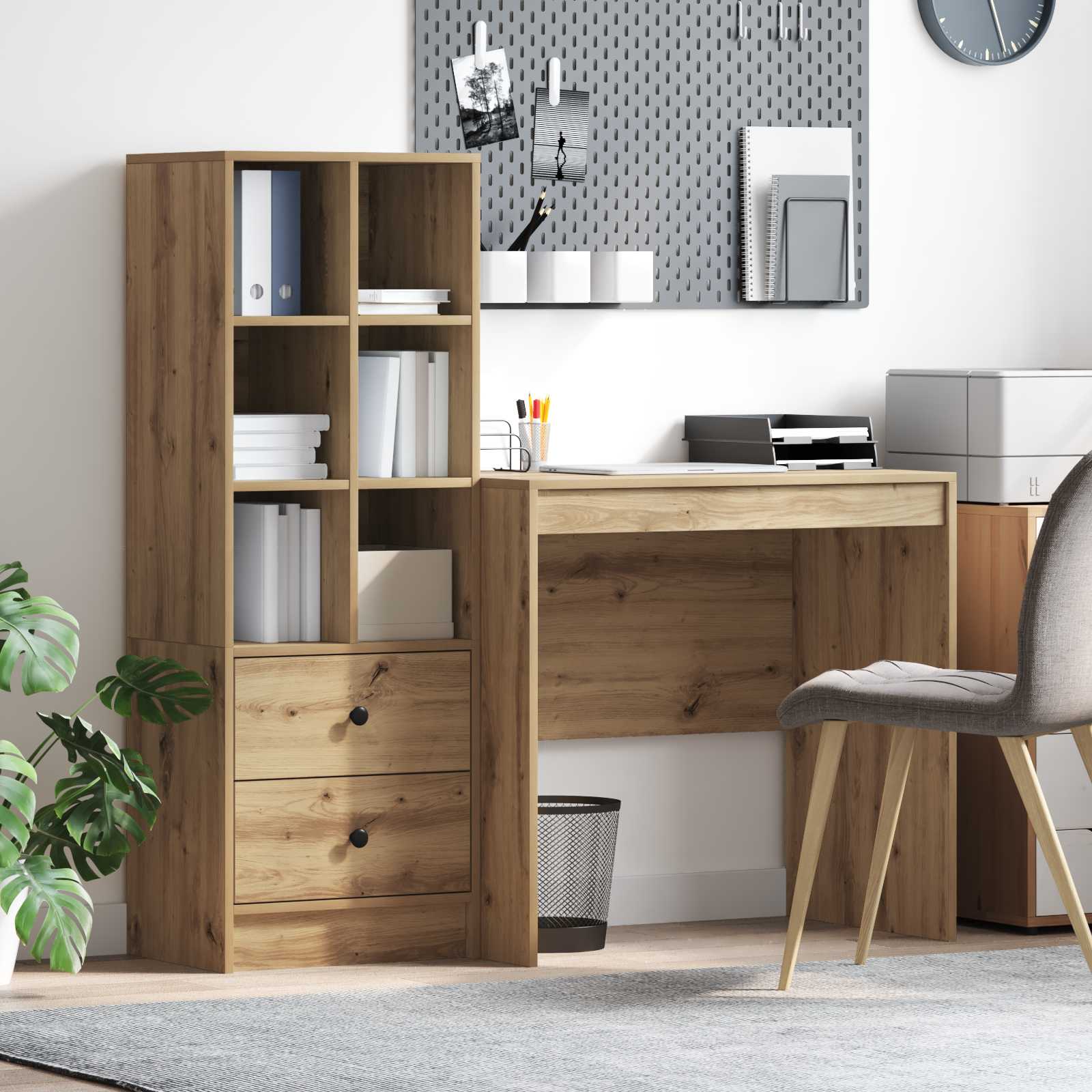Bureau met lade met plank met opslag 2 pcs Artisan Eiken is nu te koop bij PeponiXL, paradijselijk wonen!