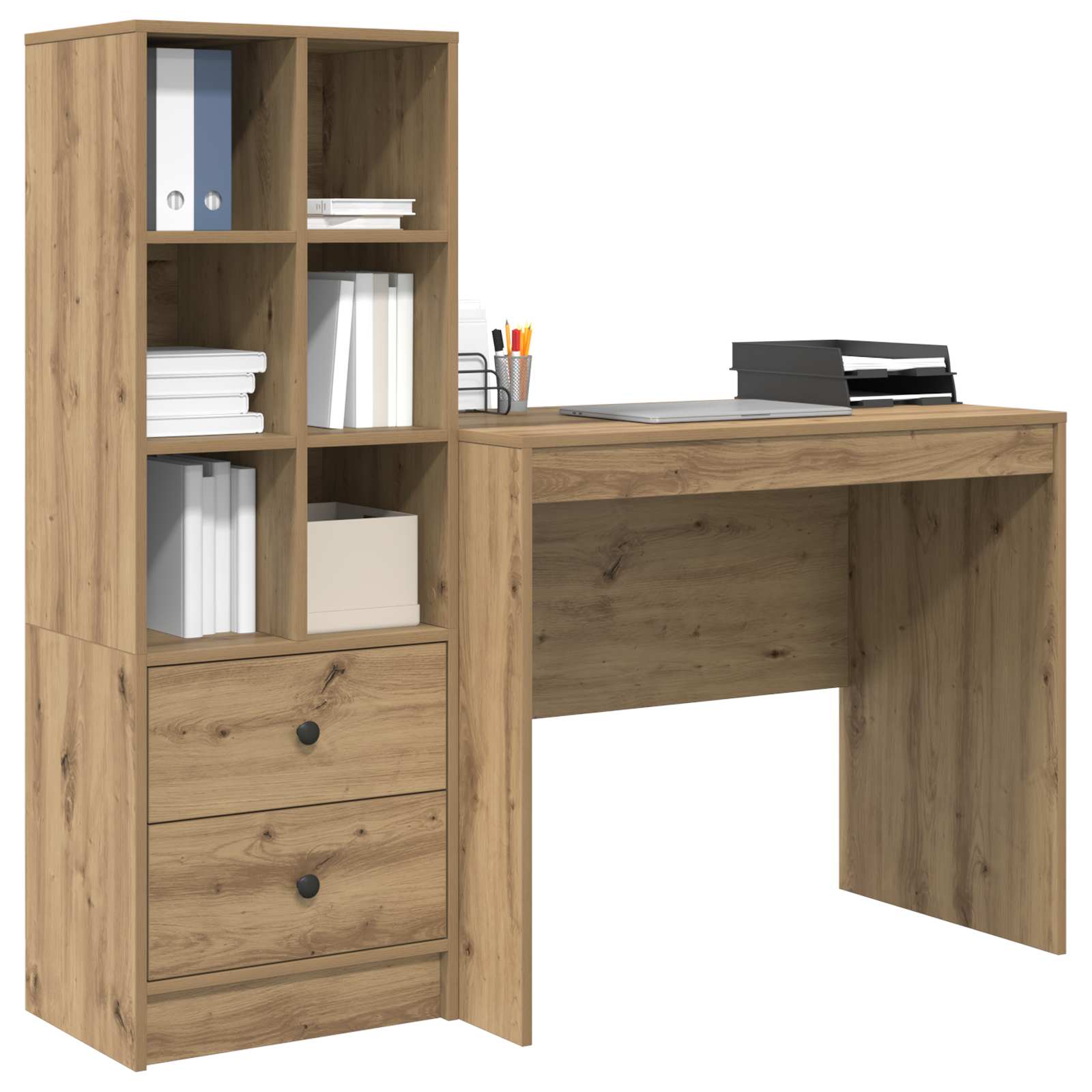 Bureau met lade met plank met opslag 2 pcs Artisan Eiken is nu te koop bij PeponiXL, paradijselijk wonen!