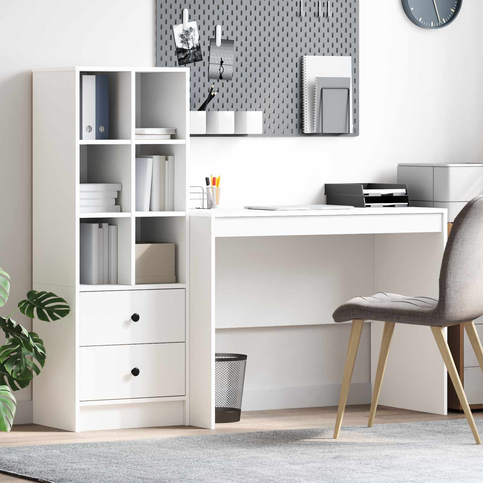 Bureau met lade 2 pcs Wit is nu te koop bij PeponiXL, paradijselijk wonen!