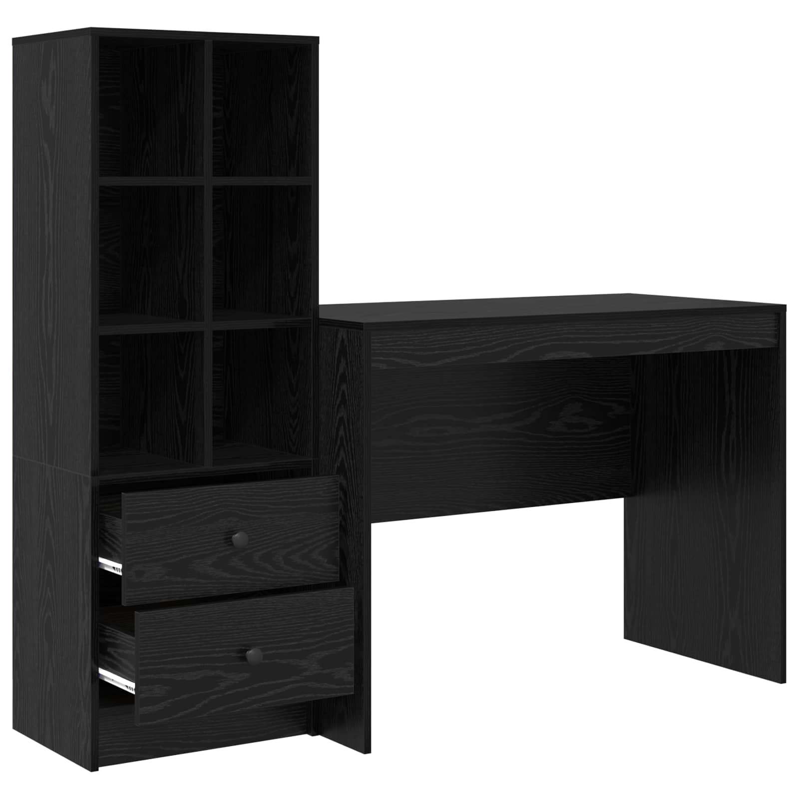 Bureau met lade 2 pcs Zwart Eiken is nu te koop bij PeponiXL, paradijselijk wonen!