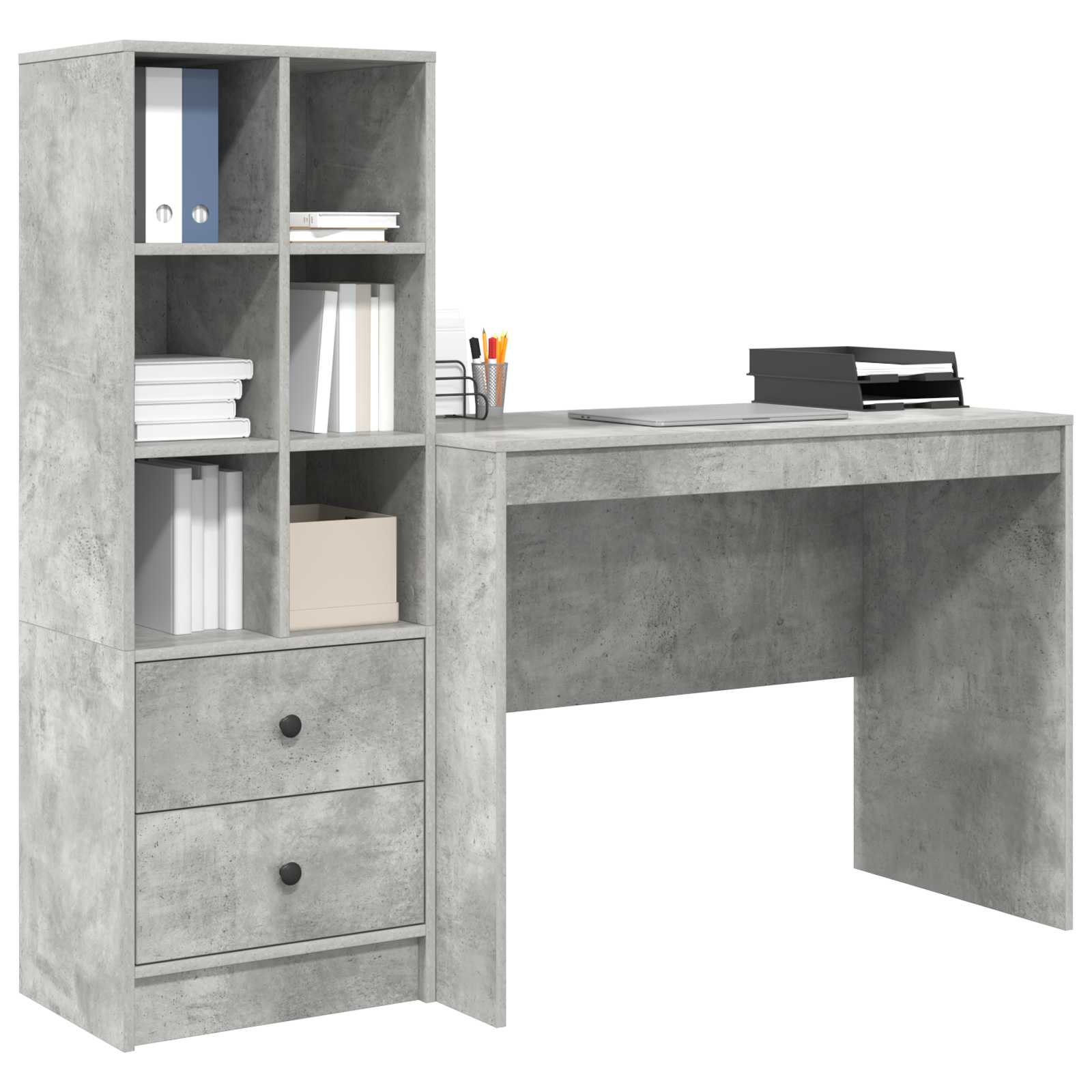 Bureau met lade 2 pcs Beton Grijs is nu te koop bij PeponiXL, paradijselijk wonen!