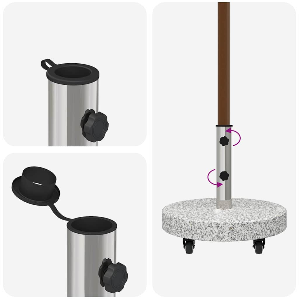 Parasolvoet 29,8kg Grijs Graniet en RVS Rond is nu te koop bij PeponiXL, paradijselijk wonen!
