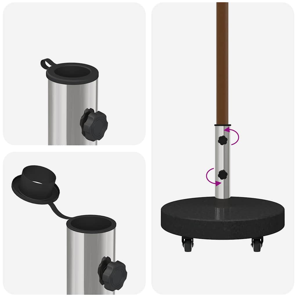 Parasolvoet Zwart 45 x 45 x 45 cm Graniet en RVS is nu te koop bij PeponiXL, paradijselijk wonen!