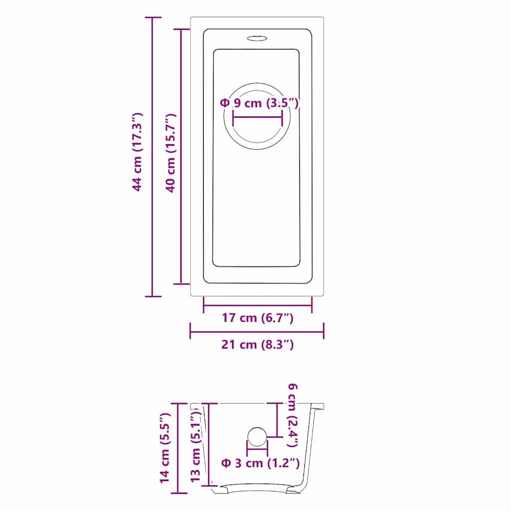 Keukenwasbak Wit 21 x 44 x 14 cm Graniet is nu te koop bij PeponiXL, paradijselijk wonen!