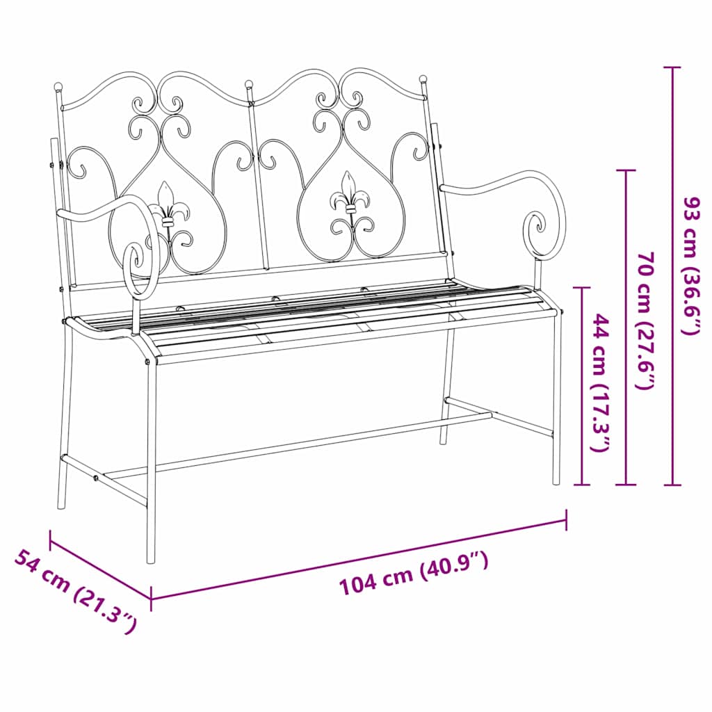 Tuinbank Antiek wit 104 x 54 x 93 cm Staal is nu te koop bij PeponiXL, paradijselijk wonen!