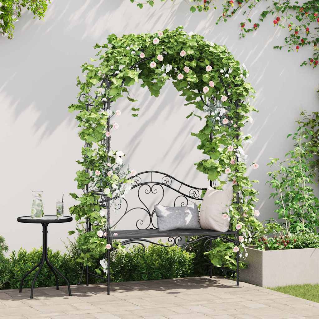 Tuinbank Zwart 121 x 48 x 200 cm Staal is nu te koop bij PeponiXL, paradijselijk wonen!