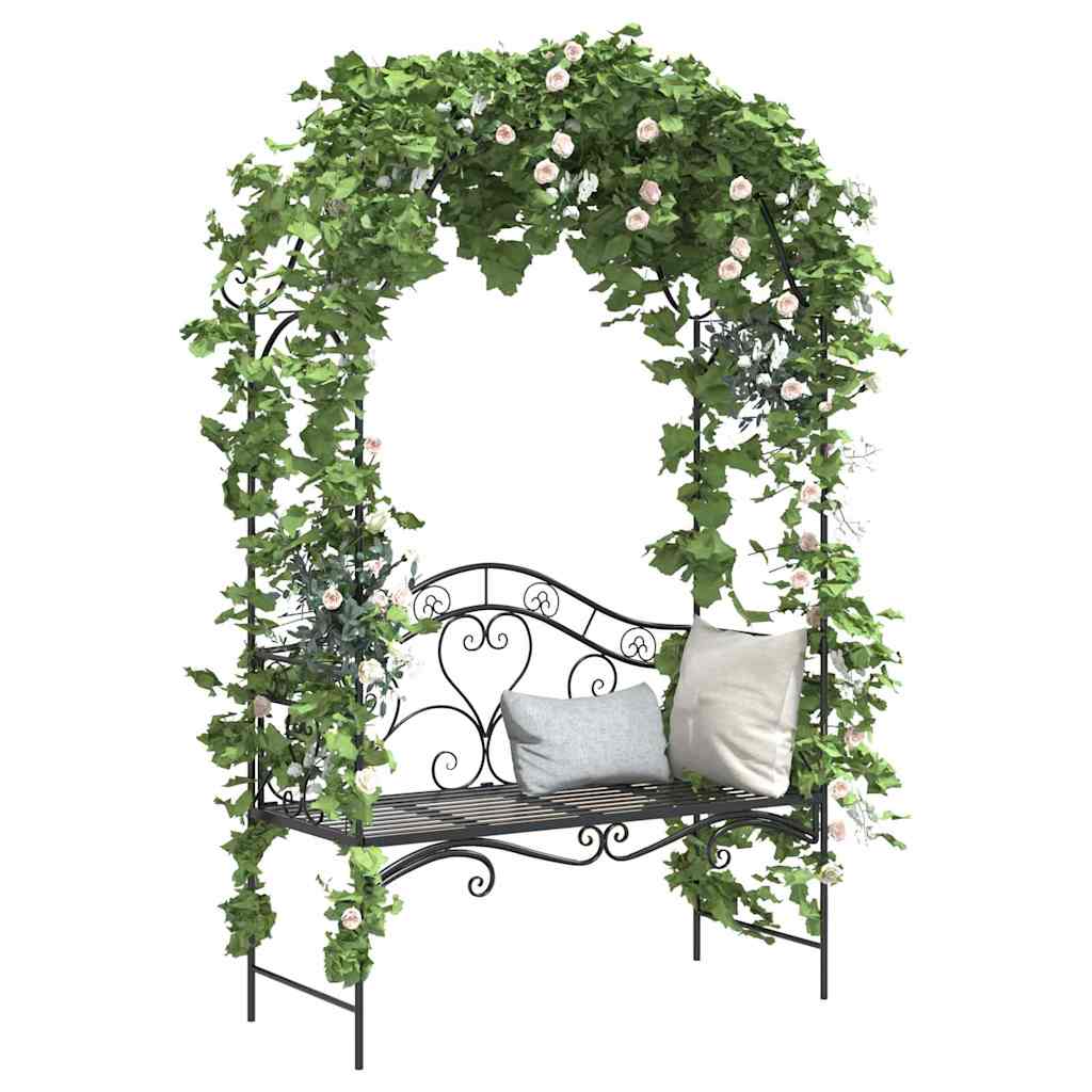 Tuinbank Zwart 121 x 48 x 200 cm Staal is nu te koop bij PeponiXL, paradijselijk wonen!