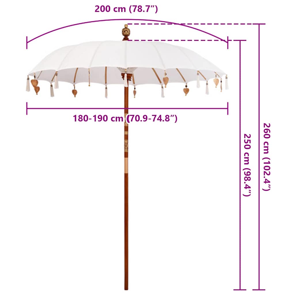 Balinese Parasol Crème 190 x 190 x 260 cm is nu te koop bij PeponiXL, paradijselijk wonen!