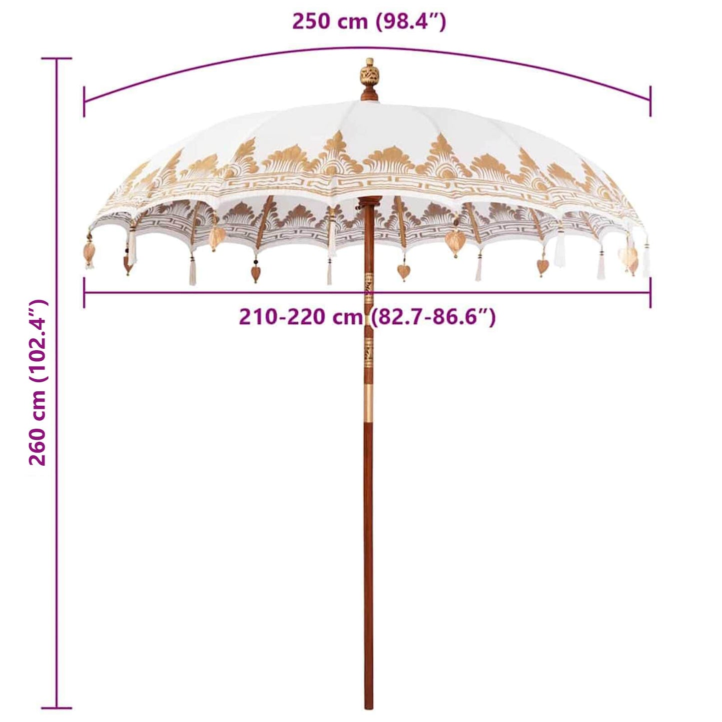 Balinese Parasol Crème 215 x 215 x 260 cm is nu te koop bij PeponiXL, paradijselijk wonen!
