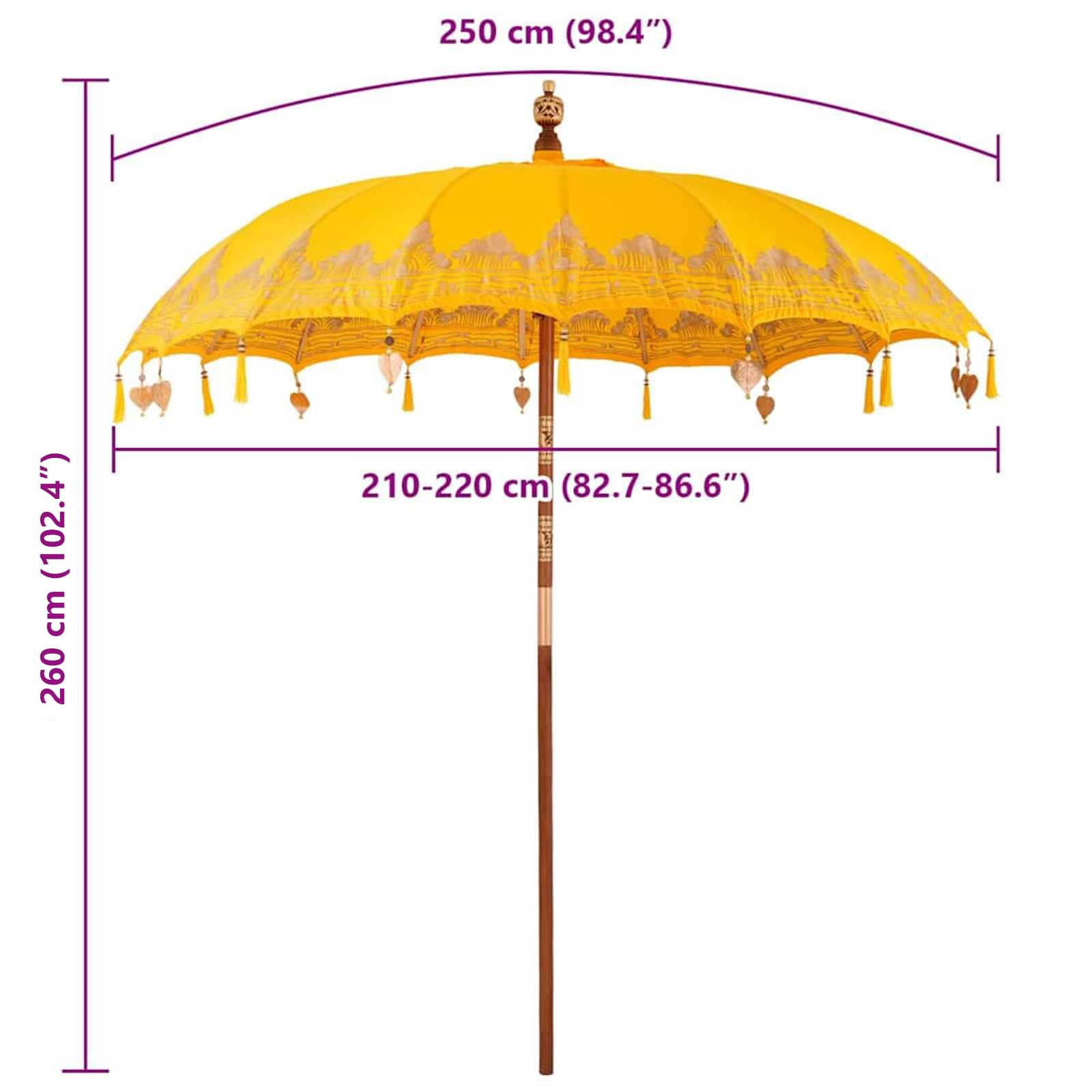 Balinese Parasol Geel 215 x 215 x 260 cm is nu te koop bij PeponiXL, paradijselijk wonen!