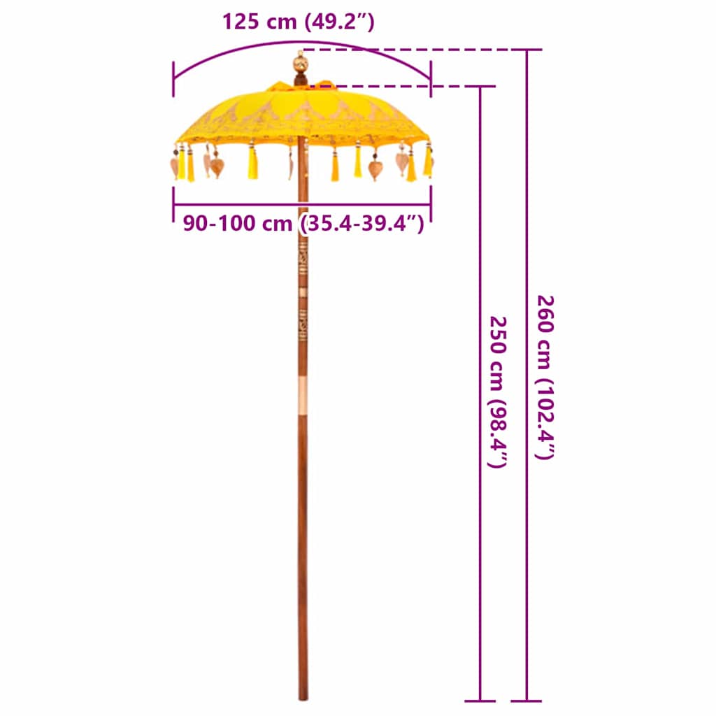 Balinese Parasol Geel 125 x 125 x 260 cm is nu te koop bij PeponiXL, paradijselijk wonen!