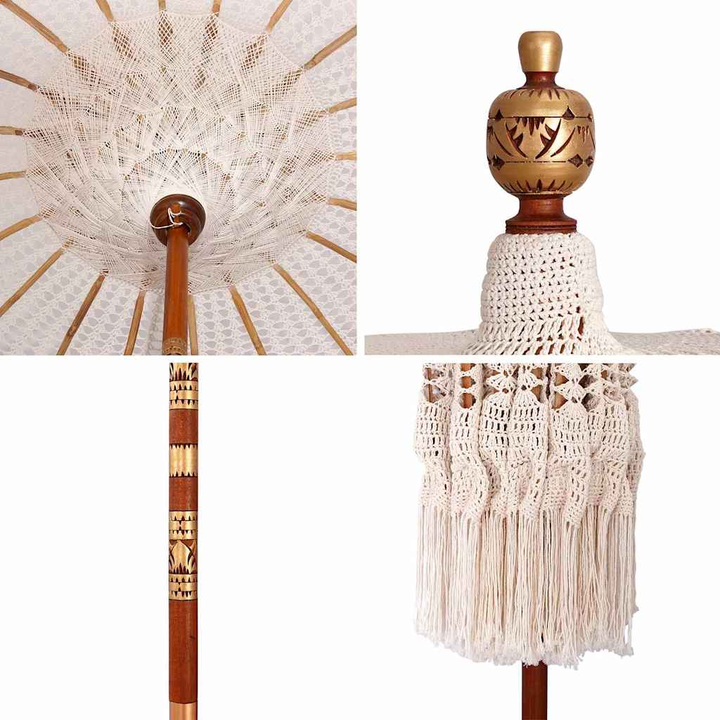 Macramé Parasol Crème 190 x 190 x 260 cm is nu te koop bij PeponiXL, paradijselijk wonen!