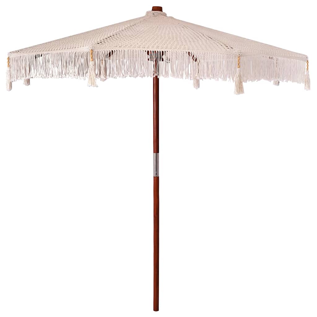 Macramé Parasol Crème 252,5 x 252,5 x 260 cm Katoen en Teakhout is nu te koop bij PeponiXL, paradijselijk wonen!