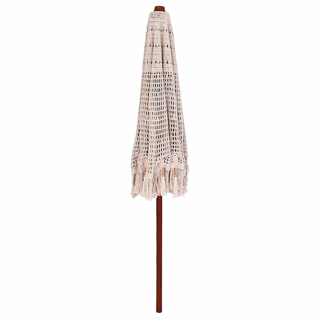 Macramé Parasol Crème 252,5 x 252,5 x 260 cm Katoen en Teakhout is nu te koop bij PeponiXL, paradijselijk wonen!