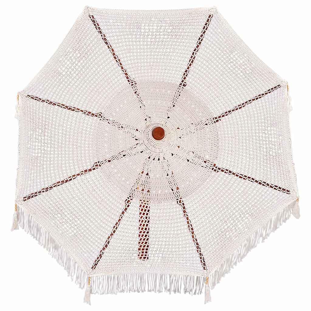 Macramé Parasol Crème 252,5 x 252,5 x 260 cm Katoen en Teakhout is nu te koop bij PeponiXL, paradijselijk wonen!