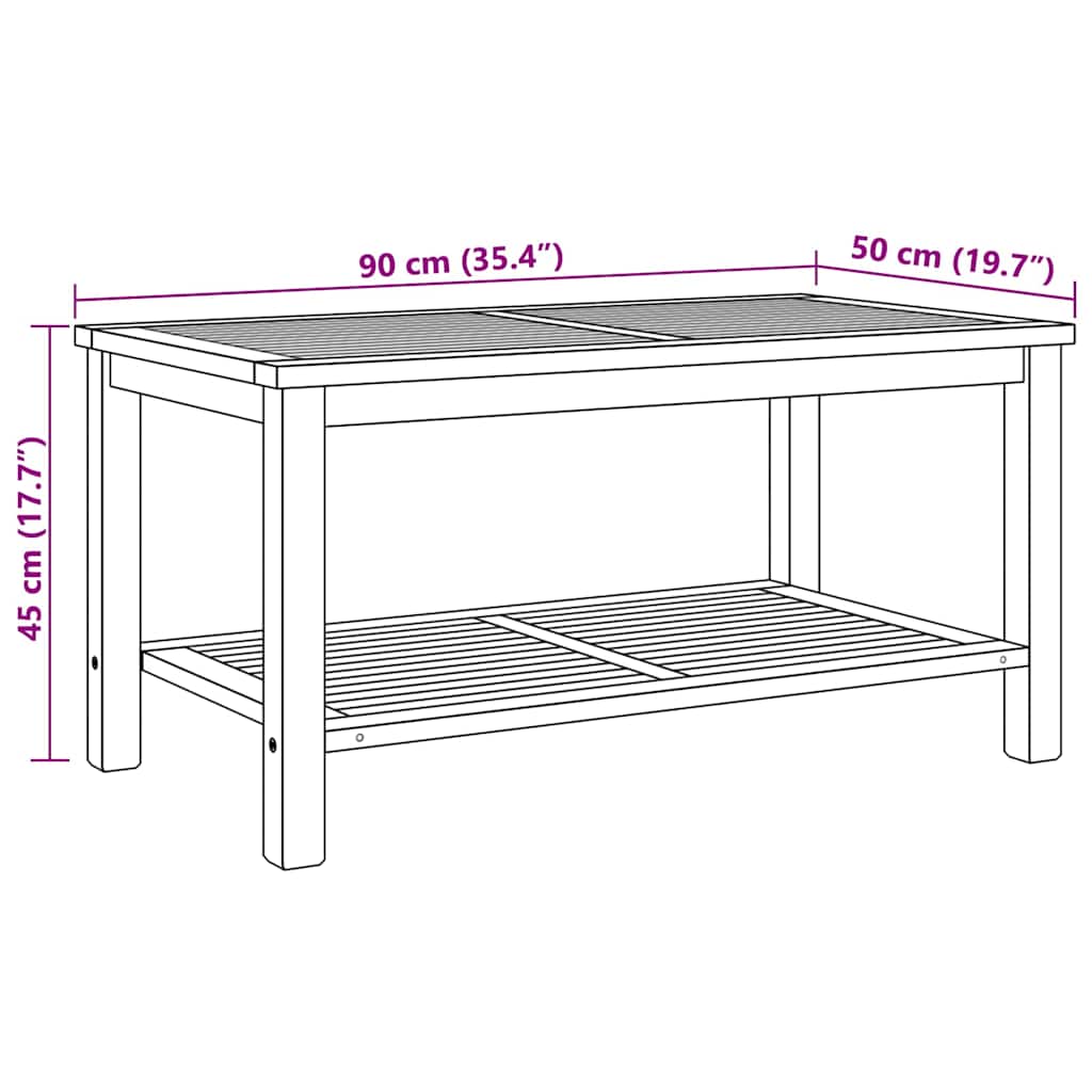 Salontafel met opslag Bruin 90 x 50 x 45 cm Massief Teakhout is nu te koop bij PeponiXL, paradijselijk wonen!