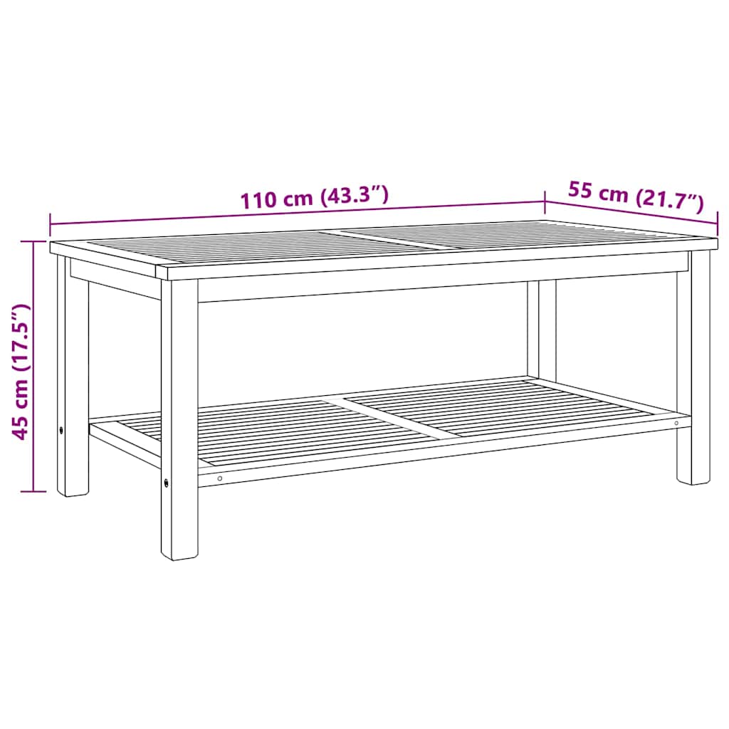 Salontafel met opslag Bruin 110 x 55 x 45 cm Massief Teakhout is nu te koop bij PeponiXL, paradijselijk wonen!