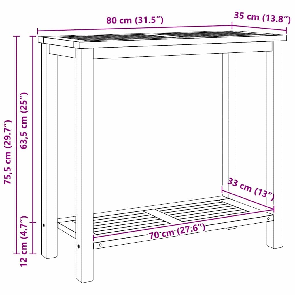 Wandtafel met opslag Bruin 80 x 35 x 75 cm Massief Teakhout is nu te koop bij PeponiXL, paradijselijk wonen!